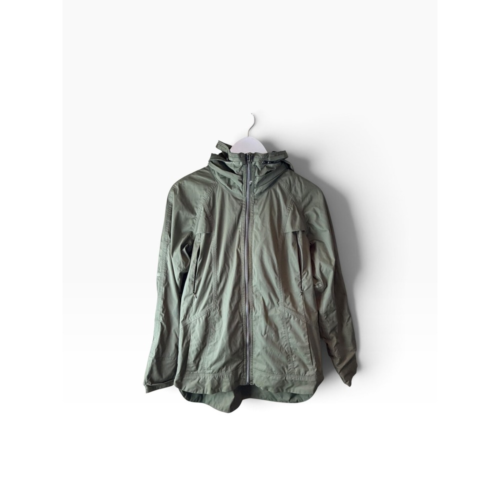 Lululemon Fo Drizzle Jacket Fatigue Green 6 Hooded Windbreaker Camo Lining